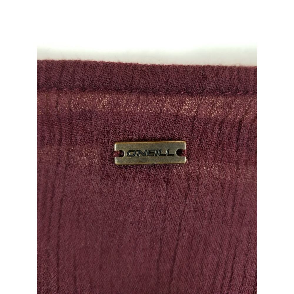 O'Neill Saltwater Burgundy Gauze Embroidered Bell Sleeve Beach Cover Up Large - Picture 8 of 10